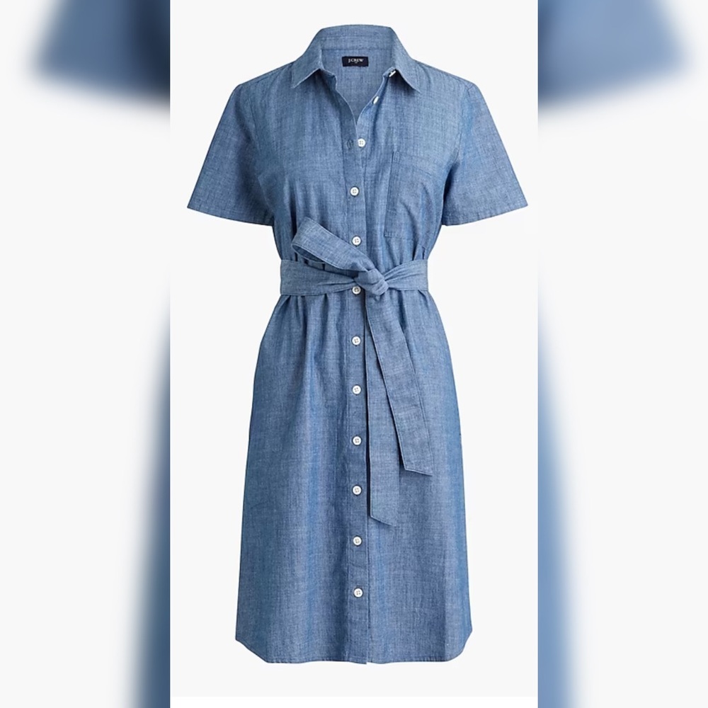 NWT Petite Chambray Belted Shirtdress - Picture 1 of 1